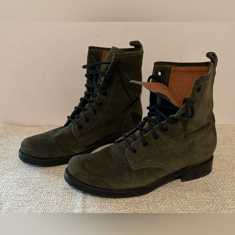 Frye Army Green Suede Boots Size 8B